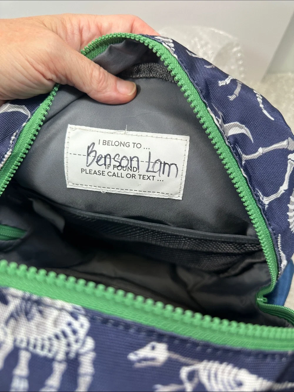 PBK POTTERY BARN KIDS Astor Navy Dinosaur Bones Backpack Small Back Pack